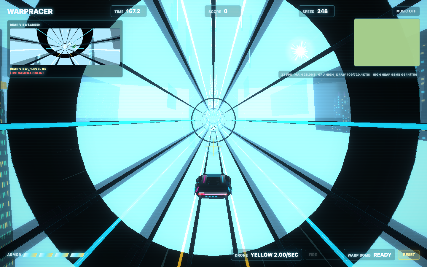 WarpRacer — neon city racing gameplay